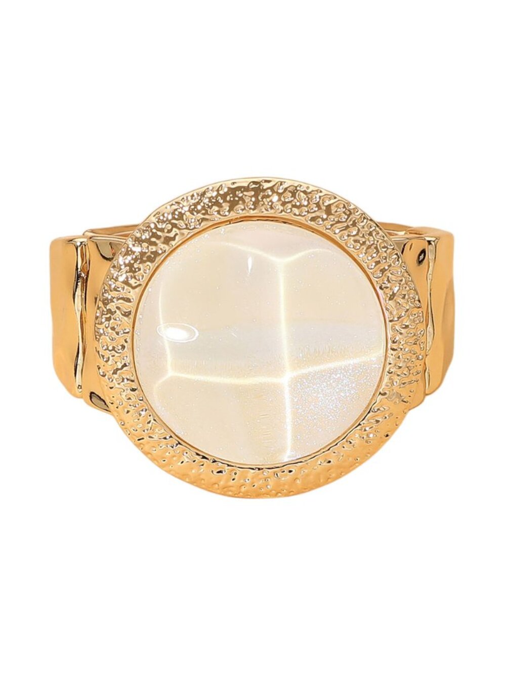 Tigerstars Bold White Round Stone Accent Stretch Statement Bracelet